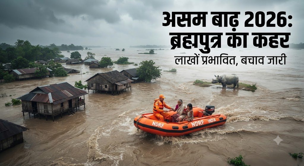 Read more about the article असम बाढ़ 2026: ब्रह्मपुत्र उफान पर, लाखों प्रभावित — जानें कारण, प्रभाव और बचाव के उपाय